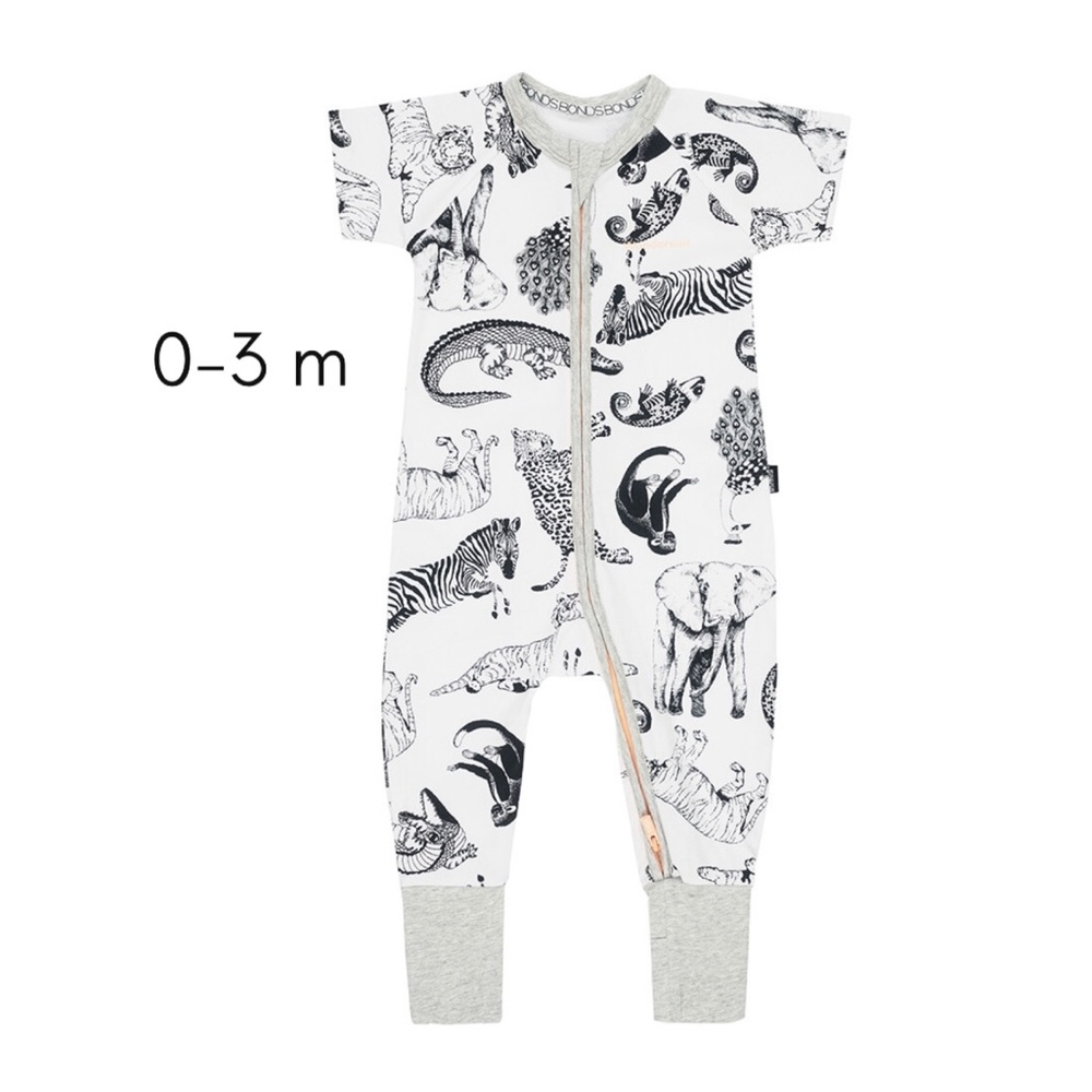 Animal Kingdom - white bonds romper baby boy zippy